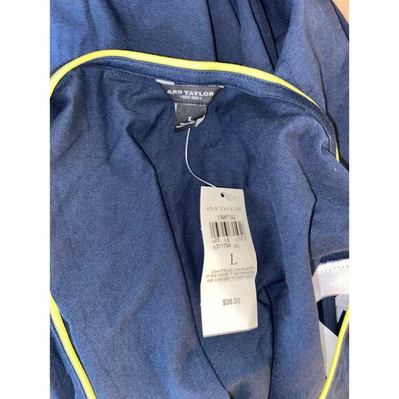 NWT $38 Ann Taylor size Large Blue White Yellow Sleeveless Top - Picture 7 of 10
